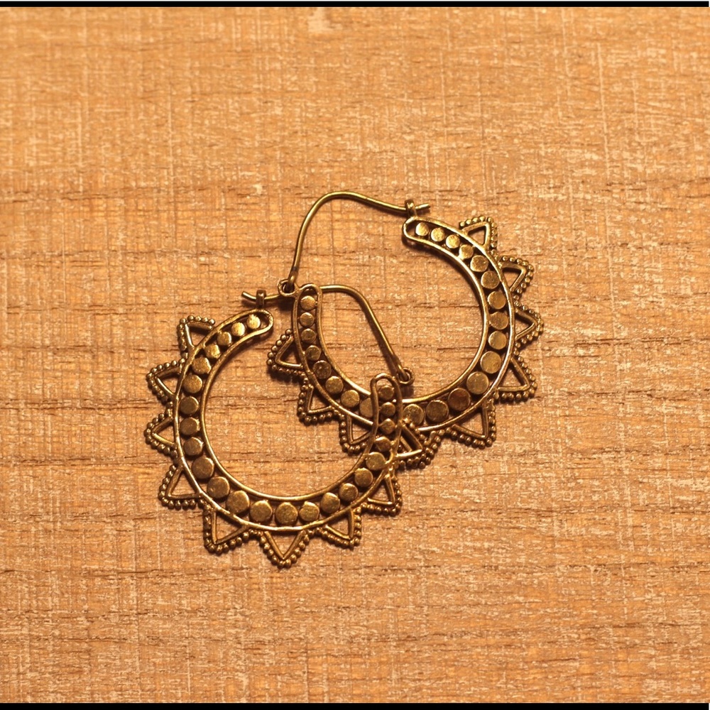 gold designed hoop earrings